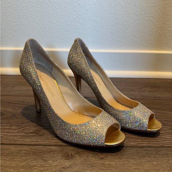 Enzo Angiolini Glittering Gold Silver Heels - Picture 2 of 16